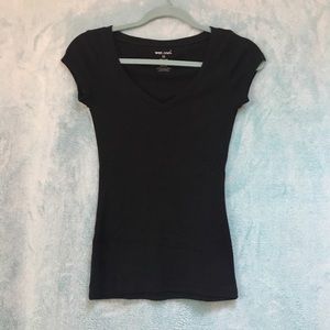Black V-neck Short sleeve T-shirt